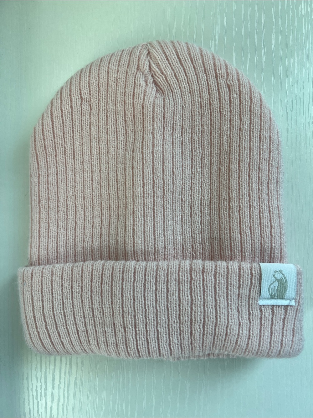Baby Pink Ribbed Knit Beanie Hat